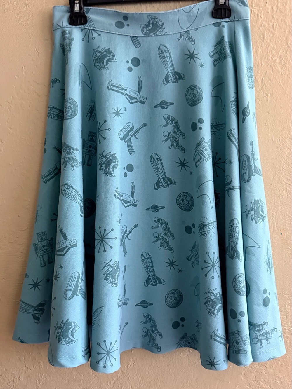 RockSteady Light Blue Space-Print Circle Skirt